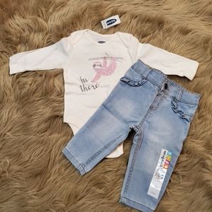 NWT old baby baby girl sloth outfit